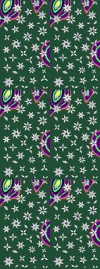 Hediye ambalaj kağıdı, tebrik kartları, posterler ve pankart tasarımı. Raster düz çiçek çizim deseni. Yeşil ve nötr renkte çiçekler.