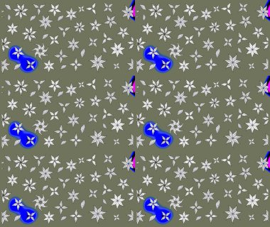 Yeşil renklerde. Raster illüstrasyonu. 3D çiçekler, çizim.