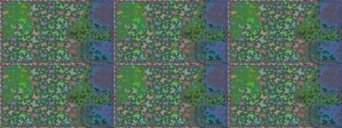 Yeşil arka planda güzel renkli kelebekler. Çocuk kelebeklerin pürüzsüz deseni. Raster Moda Kelebekleri Çocuk Duvar Kağıdı.