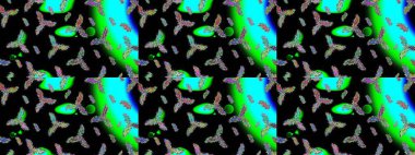 Düz kar karalama ikonları, kar taneleri silueti siyah, yeşil ve mavi renkler noel afişi, kartlar. Güzel soyut kar tanesi raster tasarımı. Yeni yıl kar tanesi.