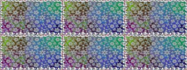 Düz Çiçek Elementleri Tasarımı. Çiçekli, suluboya desenli kusursuz çiçek deseni. Renkli Bahar Temalı Kusursuz Arkaplan. Raster illüstrasyonu. Gri renkli çiçekler.