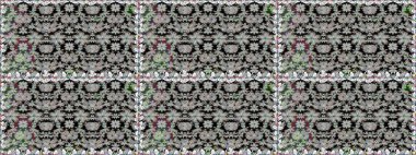 Vadinin gri renkli çiçekleri. Soyut etnik raster kusursuz desen. Çiçekler..