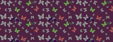 Güzel bir kumaş tasarımı. Soyut eskiz arka planı. Kahverengi renklerin çizimi. Raster kelebekleri deseni.