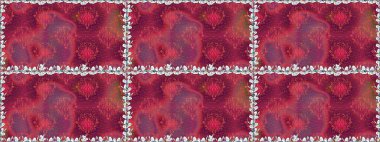 Şirin, zarif çiçekler Raster illüstrasyonu. Tekstil için figür. Yapraklı kusursuz desen. Davetiye ve kartpostal tasarımı için dekoratif çiçek unsurları. Poster veya kapak için arkaplan.