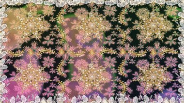 Paisleys zarif çiçek desenli dikdörtgen arka plan duvar kâğıdı illüstrasyonlu klasik stil, modern 3D çizgili sanat altın ve gri desenli çiçek yaprakları ve süslemeleri..