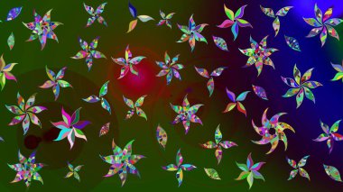 Şirin karalamalı çiçek desenli çizim. Eskiz tarzı yeşil ve kahverengi renkler. El yapımı çiçek ve bitki koleksiyonu. Raster illüstrasyonu. Raster illüstrasyonu.