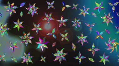 Raster illüstrasyonu. Tekstil veya kitap kapakları, imalat, duvar kağıtları, baskı, hediye paketi ve yapıştırma kitabı için çiçek eskizi geçmişi. Küçük ölçekli çiçeklerdeki basit sevimli desen.