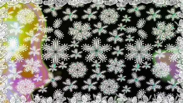 Raster çiçek izi. Klasik taslak çizimi. Çiçekli siyah, pürüzsüz desen.