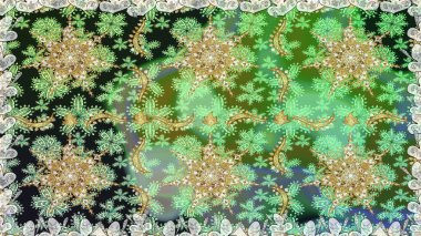 Kusursuz raster arka plan. Çiçek deseni. Şık bir grafik desen. Duvar kâğıdı barok, İspanyol kumaşı. Yeşil renklerdeki altın elementler.