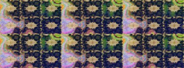 Klasik Raster altın desenini çiz. Geleneksel oryantasyon süsü. Mavi renkler ve altın elementler üzerine çizim. Klasik vintage arkaplan.