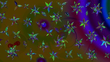 Kahverengi ve yeşil renkli çiçekler. Elle boyanmış suluboya resim çizimi çiçekler ve bitkiler.