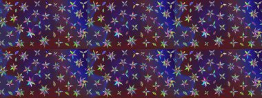 Birçok mor ve mor soyut çiçekli tropik eskiz deseni. Küçük çiçekteki sevimli çiçek deseni. Varyete ve mor raster çizimi.