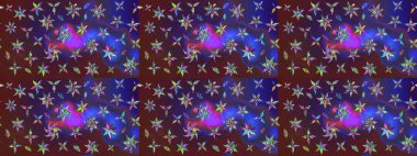 Raster suluboya çiçek deseni, narin çiçekler, mor ve mor çiçekler, tebrik kartı şablonu. Raster Güzel kumaş deseni.