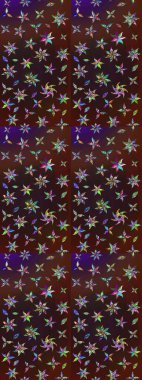 Yapraklı çiçekler ve kahverengi ve mor renkte papatya çiçekleri. Raster - stok. Taslak arkaplan deseni.