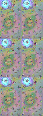 Düz Çiçek Elementleri Tasarımı. Renkli Bahar Teması eskiz kalıbı. Tarafsız ve mavi renklerde zarif çiçek buketi suluboya. Raster illüstrasyonu.