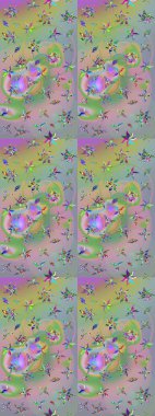 Çiçek desenli raster, nötr ve yeşil çizgi grafik desenli soyut raster arkaplan. Modern stil dokusu.