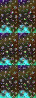 Yeşil ve kahverengi renkli vadi çiçekleri. Raster çiçek desenleri çiziyor..