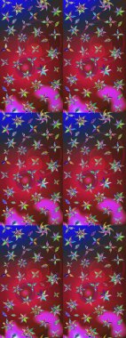 Karalama çiçeği. Düz Çiçek Elementleri Tasarımı. Renkli Bahar Teması eskiz kalıbı. Raster illüstrasyonu. Zentangle soyut çiçekleri. Şirin kumaş deseni.