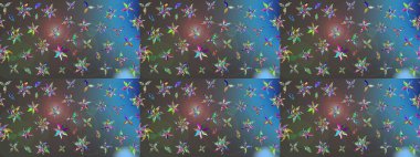 Suluboya çiçekli çiçek deseni. Raster illüstrasyonu. Asya tekstil gri ve mavi renkler.