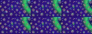 Çiçekli karalama şeklinde Raster çiçek deseni. Yumuşak, bahar çiçekleri mavi ve mor renklerde. Raster illüstrasyonu.