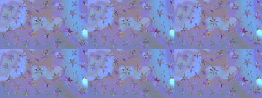 Sevimli çiçek raster deseni. Mavi ve mor renkli çiçekler. Sketch Colour Spring Theme eskiz kalıbı. Düz Çiçek Elementleri Tasarımı.