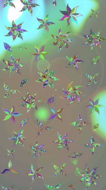 Çiçekli güzel suluboya desen. Raster illüstrasyonu. Gri ve bej renklerde.