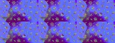 Renkli Yaz Temalı eskiz kalıbı. Düz Çiçek Elementleri Tasarımı. Güzel kumaş deseni. Raster illüstrasyonunda çiçek deseni çizimi.