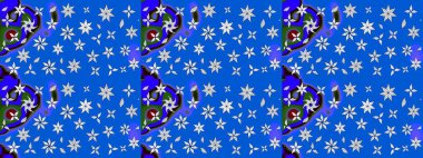 Raster illüstrasyonu. Çizim çiçek deseni duvar kâğıdı olarak kullanılabilir. Mavi ve nötr renkte çiçekler.