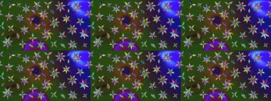 Yumuşak, yaz çiçekli arka plan. Çiçekli karalama şeklinde Raster çiçek deseni. Yeşil ve mavi renkte çiçekler.