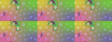 Çiçeksel çizim kalıbının yansıması. Vadinin çiçekleri tarafsız ve yeşil renklerde.