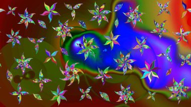 Parlak elementlerin. Çizim çiçek deseni duvar kağıdı, web sitesi arka planı, ambalaj kağıdı, davetiye, broşür, afiş veya web sitesi için kullanılabilir. El çizimi Raster illüstrasyonu.