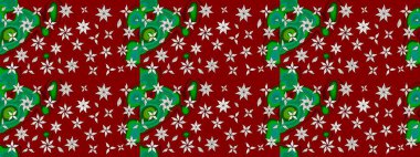 Kırmızı ve yeşil renkte çiçekler. Renkli bahar temalı eskiz kalıbı. Düz Çiçek Elementleri Tasarım Raster illüstrasyonu. Çiçekli çiçek deseni, suluboya..