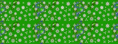 Raster deseni. Bahar çiçekli desen dallı, yeşil ve nötr renkler çiçekli siluet.