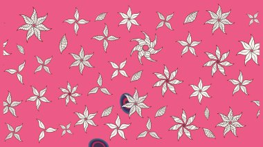 Renkli Yaz Temalı eskiz kalıbı. Sevimli çiçek raster deseni. Modaya uygun kumaş deseni. Düz Çiçek Elementleri Tasarımı.