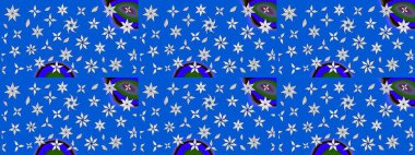 Küçük mavi ve nötr çiçeklerle oldukça eski bir besin torbası deseni. Tekstil, kumaş, kapaklar, duvar kağıtları, baskı, paket, koleksiyon defteri, örgü, dekupaj için çiçek arkaplanı..