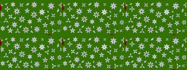 Raster çiçek desenleri çiziyor. Vadinin çiçekleri yeşil ve nötr renklerde.