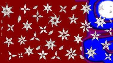 Küçük çiçekli basit bir çiçek çizimi. Raster illüstrasyonu. Kırmızı ve mavi renkte şirin çiçekler. Moda baskısı, albüm, ambalaj kağıdı, duvar kağıdı için zarif dekoratif süslemeler..