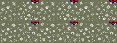 Vadinin çiçekleri yeşil ve beyaz renklerde. Raster çiçek desenleri çiziyor..