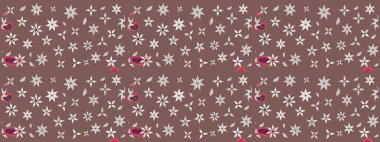 Raster illüstrasyonu. Çiçek buketleriyle klasik bir eskiz şekli. Kahverengi ve nötr renklerde.