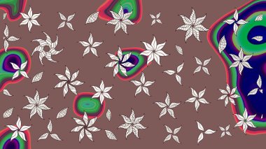 Kahverengi ve nötr renklerde çiçekler. Raster illüstrasyonundaki çiçek desenli çizim. Renkli Yaz Temalı eskiz kalıbı. Düz Çiçek Elementleri Tasarımı.