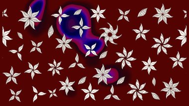 Bir sürü kırmızı ve nötr soyut çiçekli tropik eskiz deseni. Renkli ve nötr raster çizimi. Küçük çiçekte sevimli çiçek deseni var..