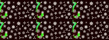 Siyah ve nötr renklere karalamalar çizilmiş çiçek deseni. Raster illüstrasyonu.