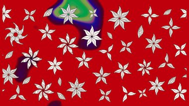 Raster illüstrasyonundaki çiçek desenli çizim. Kırmızı ve nötr renklerde çiçekler. Renkli Yaz Temalı eskiz kalıbı. Düz Çiçek Elementleri Tasarımı.