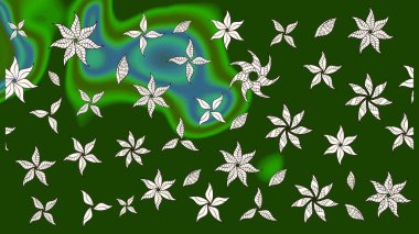 Raster çiçek izi. Çiçek yeşili ve nötr çizim deseni. Klasik taslak çizimi. Raster Yumuşak kumaş deseni.