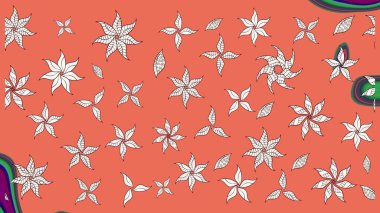 Küçük çiçekteki sevimli çiçek deseni. Turuncu ve nötr renklerde yaz çiçekleri. Raster illüstrasyonu. Raster deseni.