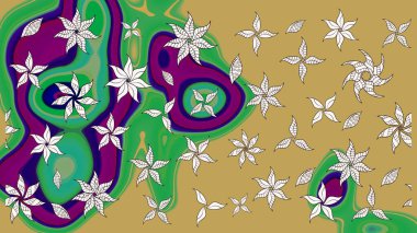 Çiçek deseni. Raster güzel kumaş deseni çiziyor. Düz Çiçek Elementleri Tasarımı. Renkli Bahar Teması çizim şablonu.