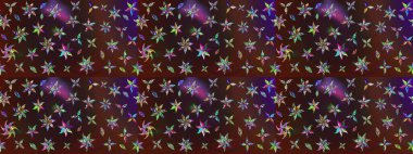 Üst manzara, yumuşak stil. Kahverengi ve mor renkte manzaralı çiçek deseni. Sevgililer günü ve tebrik kartı konsepti için şık bir davetiye. Çiçek kompozisyonu, el boyası, hassas şablon..