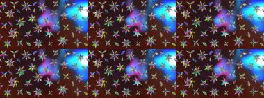 Raster illüstrasyonundaki çiçek desenli çizim. Kahverengi ve mavi renkte çiçekler.