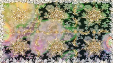 Altın elementli gri renkler. Kusursuz altın desenli bukleler. Raster altın desen. Raster illüstrasyonu. Doğu tarzı arabesk.