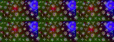 Tropik çiçek desenleri. Raster illüstrasyonu. Yeşil ve kahverengi renkte çiçekler.